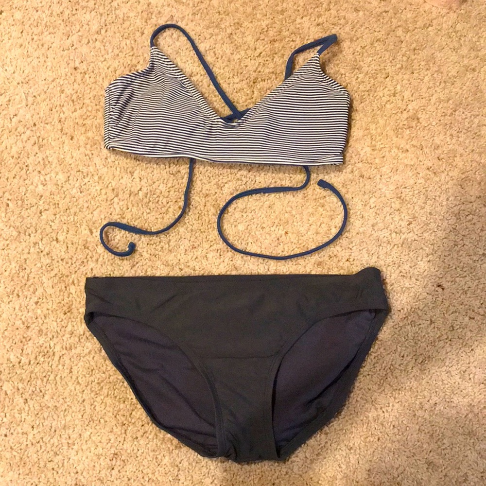 Blue, gray & white bikini